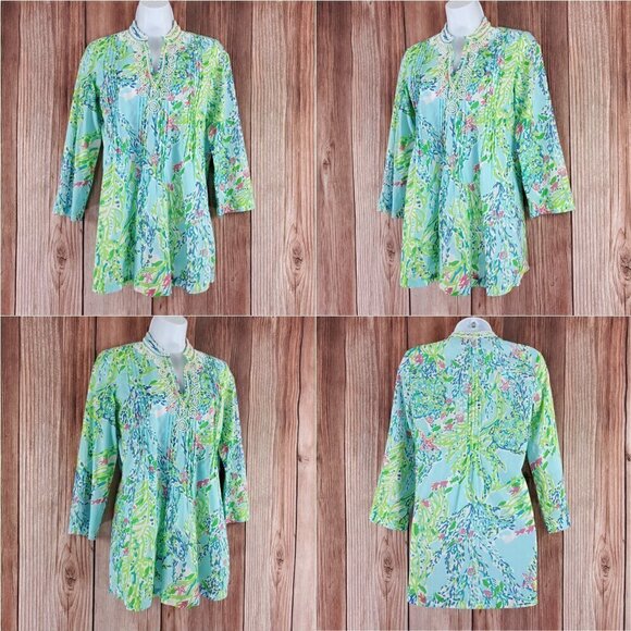 NWT Lilly Pulitzer Womens Size XXS Sarasota Tunic Top Skye Blue Heaven 55351 - Picture 1 of 16